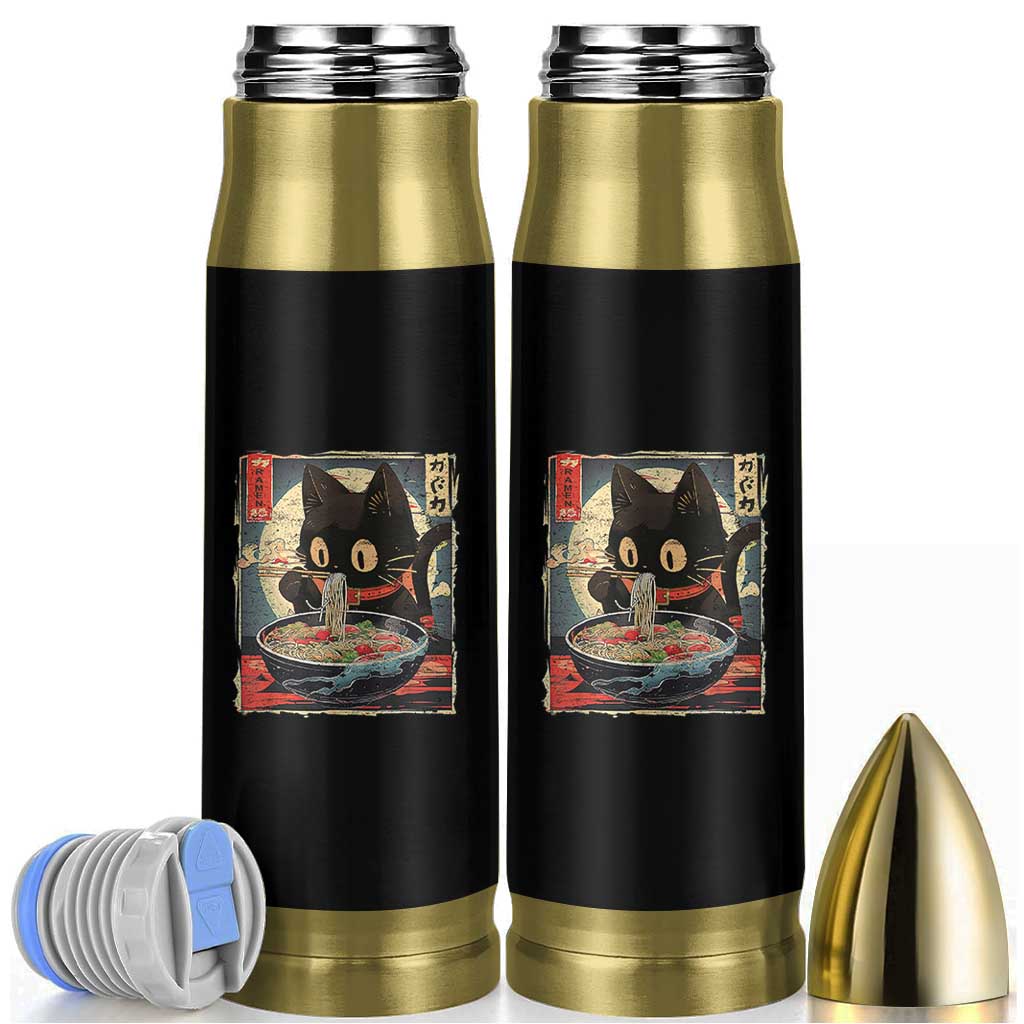Funny Black Cat Eating Ramen Noodle Graphic Bullet Tumbler Japanese Kawaii Anime Gifts - Wonder Print Shop