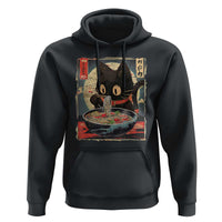 Funny Black Cat Eating Ramen Noodle Graphic Hoodie Japanese Kawaii Anime Gifts - Wonder Print Shop