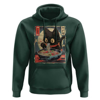 Funny Black Cat Eating Ramen Noodle Graphic Hoodie Japanese Kawaii Anime Gifts - Wonder Print Shop