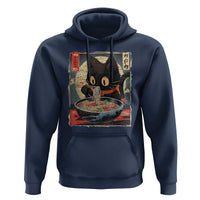 Funny Black Cat Eating Ramen Noodle Graphic Hoodie Japanese Kawaii Anime Gifts - Wonder Print Shop