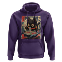 Funny Black Cat Eating Ramen Noodle Graphic Hoodie Japanese Kawaii Anime Gifts - Wonder Print Shop