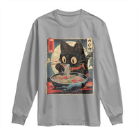 Funny Black Cat Eating Ramen Noodle Graphic Long Sleeve Shirt Japanese Kawaii Anime Gifts - Wonder Print Shop