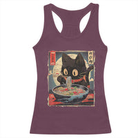 Funny Black Cat Eating Ramen Noodle Graphic Racerback Tank Top Japanese Kawaii Anime Gifts - Wonder Print Shop