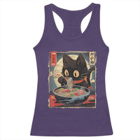 Funny Black Cat Eating Ramen Noodle Graphic Racerback Tank Top Japanese Kawaii Anime Gifts - Wonder Print Shop