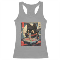 Funny Black Cat Eating Ramen Noodle Graphic Racerback Tank Top Japanese Kawaii Anime Gifts - Wonder Print Shop