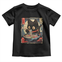 Funny Black Cat Eating Ramen Noodle Graphic Toddler T Shirt Japanese Kawaii Anime Gifts - Wonder Print Shop