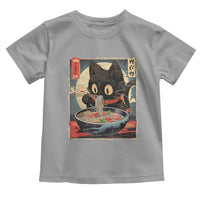 Funny Black Cat Eating Ramen Noodle Graphic Toddler T Shirt Japanese Kawaii Anime Gifts - Wonder Print Shop
