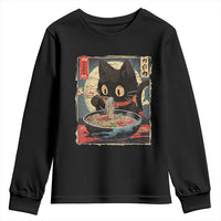Funny Black Cat Eating Ramen Noodle Graphic Youth Sweatshirt Japanese Kawaii Anime Gifts - Wonder Print Shop