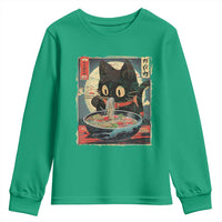 Funny Black Cat Eating Ramen Noodle Graphic Youth Sweatshirt Japanese Kawaii Anime Gifts - Wonder Print Shop