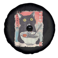 Funny Black Cat Eating Ramen Noodle Graphic Spare Tire Cover Japanese Anime Manga Kawaii Cats - Wonder Print Shop