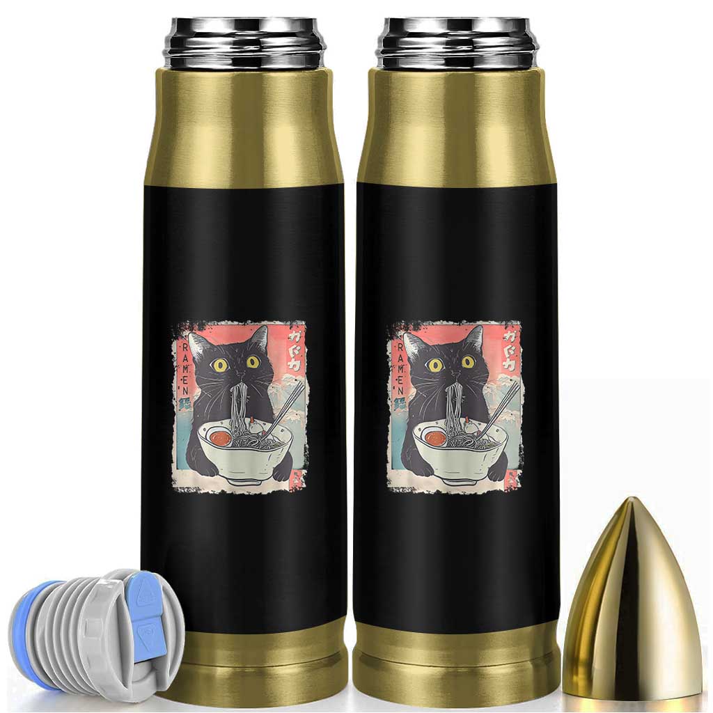 Funny Black Cat Eating Ramen Noodle Graphic Bullet Tumbler Japanese Anime Manga Kawaii Cats - Wonder Print Shop