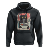 Funny Black Cat Eating Ramen Noodle Graphic Hoodie Japanese Anime Manga Kawaii Cats - Wonder Print Shop