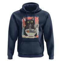 Funny Black Cat Eating Ramen Noodle Graphic Hoodie Japanese Anime Manga Kawaii Cats - Wonder Print Shop