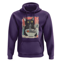 Funny Black Cat Eating Ramen Noodle Graphic Hoodie Japanese Anime Manga Kawaii Cats - Wonder Print Shop