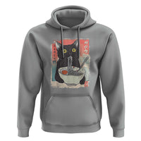 Funny Black Cat Eating Ramen Noodle Graphic Hoodie Japanese Anime Manga Kawaii Cats - Wonder Print Shop