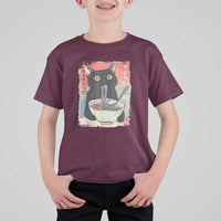 Funny Black Cat Eating Ramen Noodle Graphic T Shirt For Kid Japanese Anime Manga Kawaii Cats - Wonder Print Shop