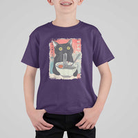 Funny Black Cat Eating Ramen Noodle Graphic T Shirt For Kid Japanese Anime Manga Kawaii Cats - Wonder Print Shop