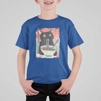 Funny Black Cat Eating Ramen Noodle Graphic T Shirt For Kid Japanese Anime Manga Kawaii Cats - Wonder Print Shop