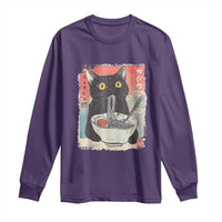 Funny Black Cat Eating Ramen Noodle Graphic Long Sleeve Shirt Japanese Anime Manga Kawaii Cats - Wonder Print Shop