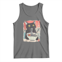 Funny Black Cat Eating Ramen Noodle Graphic Tank Top Japanese Anime Manga Kawaii Cats - Wonder Print Shop