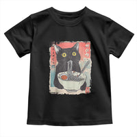 Funny Black Cat Eating Ramen Noodle Graphic Toddler T Shirt Japanese Anime Manga Kawaii Cats - Wonder Print Shop