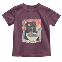 Funny Black Cat Eating Ramen Noodle Graphic Toddler T Shirt Japanese Anime Manga Kawaii Cats - Wonder Print Shop