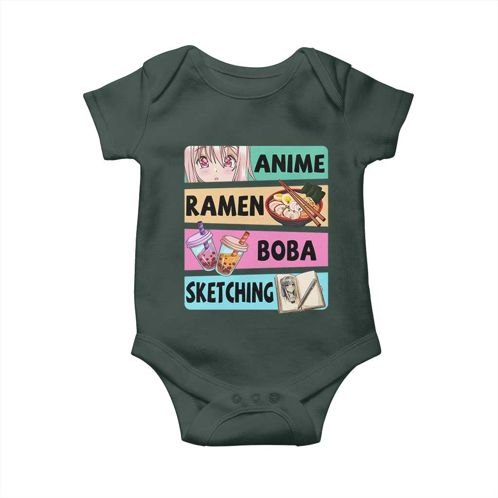 Anime Ramen Boba Sketching Baby Onesie Kawaii Otaku Manga Lover Japanese Pop Culture