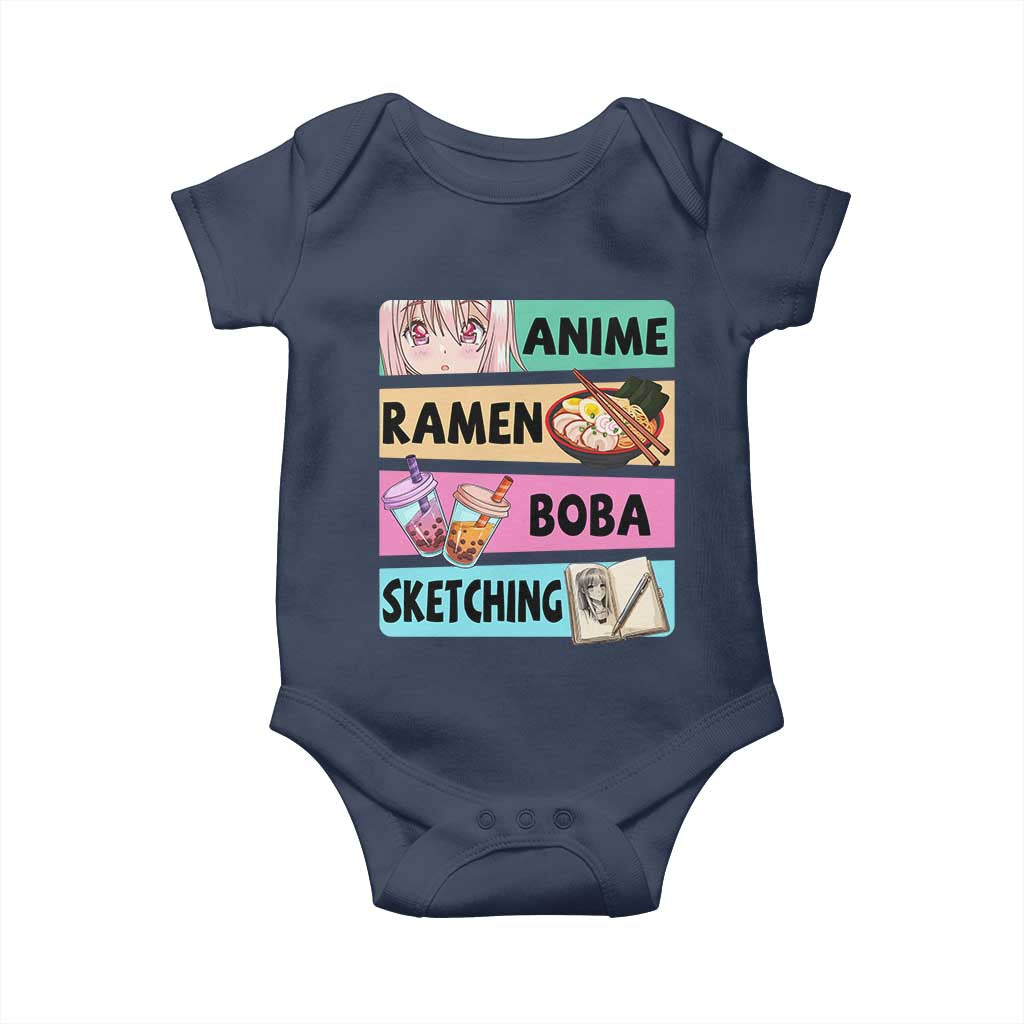 Anime Ramen Boba Sketching Baby Onesie Kawaii Otaku Manga Lover Japanese Pop Culture