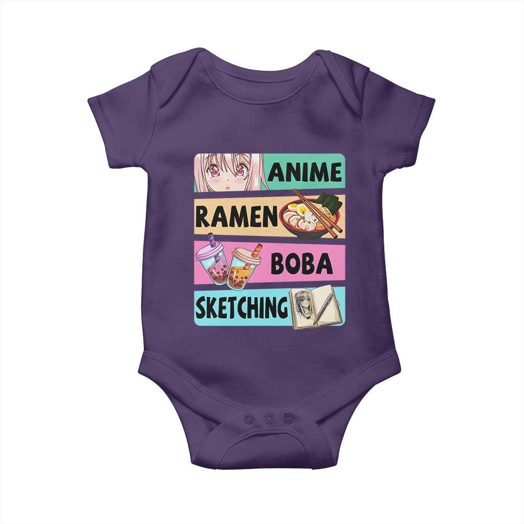 Anime Ramen Boba Sketching Baby Onesie Kawaii Otaku Manga Lover Japanese Pop Culture