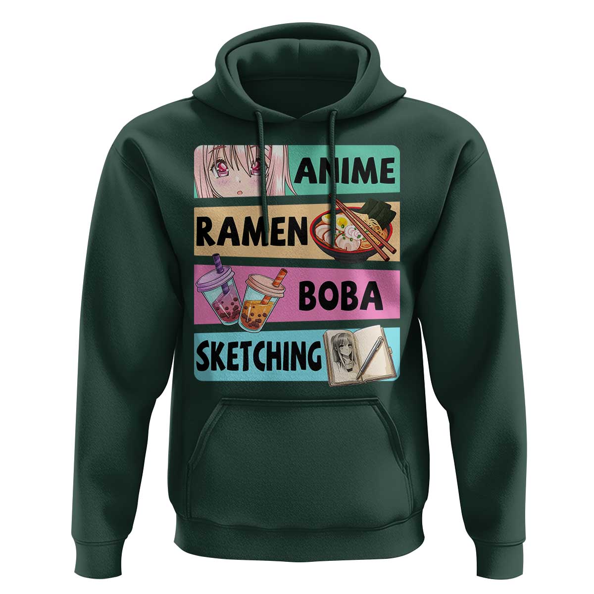 Anime Ramen Boba Sketching Hoodie Kawaii Otaku Manga Lover Japanese Pop Culture