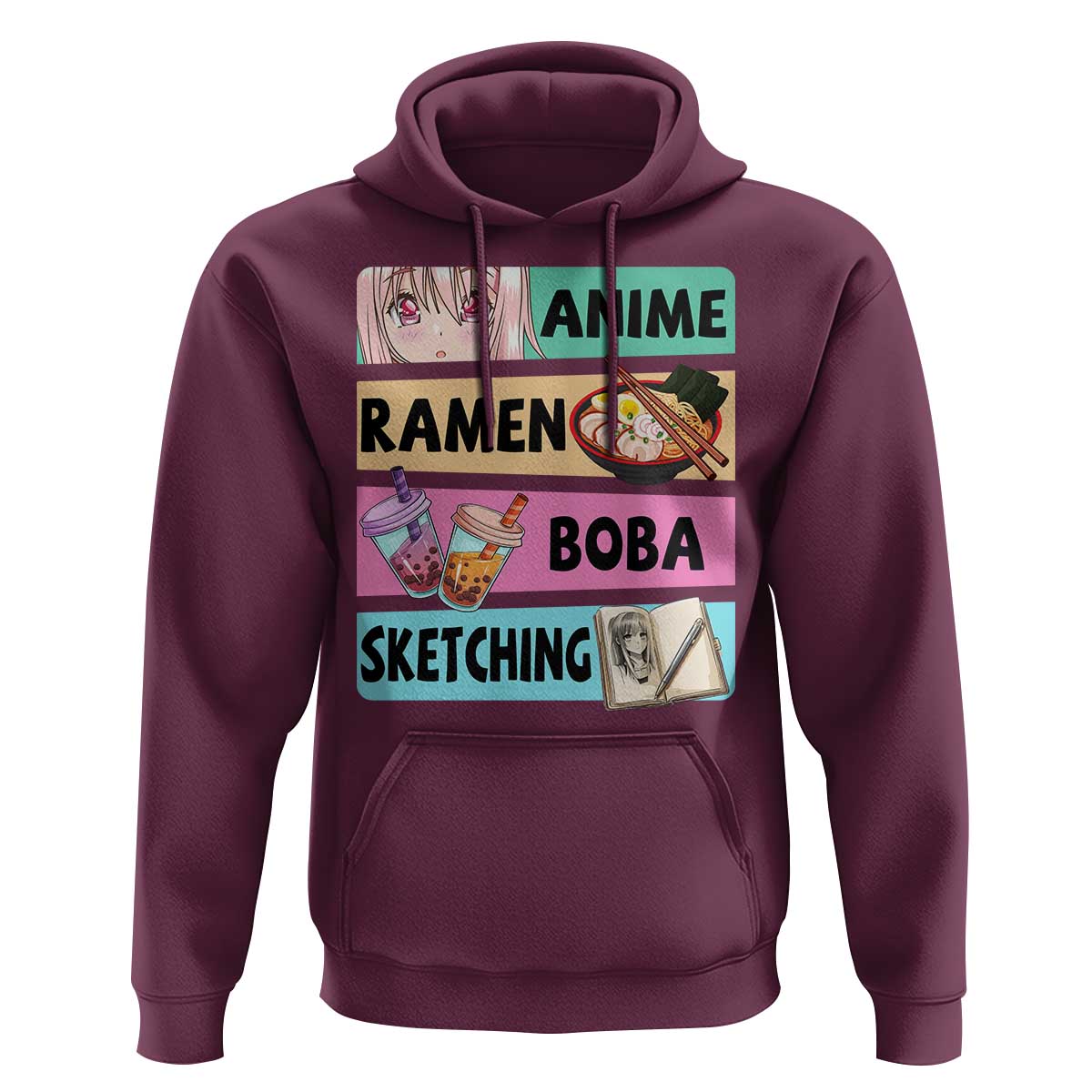 Anime Ramen Boba Sketching Hoodie Kawaii Otaku Manga Lover Japanese Pop Culture