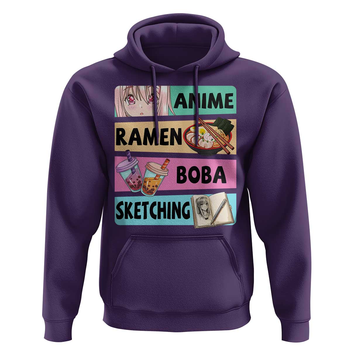 Anime Ramen Boba Sketching Hoodie Kawaii Otaku Manga Lover Japanese Pop Culture