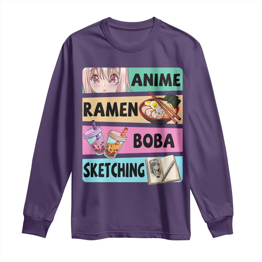 Anime Ramen Boba Sketching Long Sleeve Shirt Kawaii Otaku Manga Lover Japanese Pop Culture