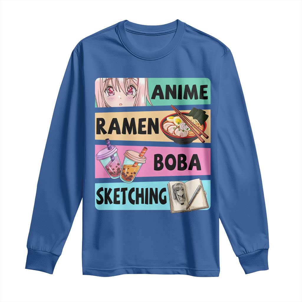 Anime Ramen Boba Sketching Long Sleeve Shirt Kawaii Otaku Manga Lover Japanese Pop Culture