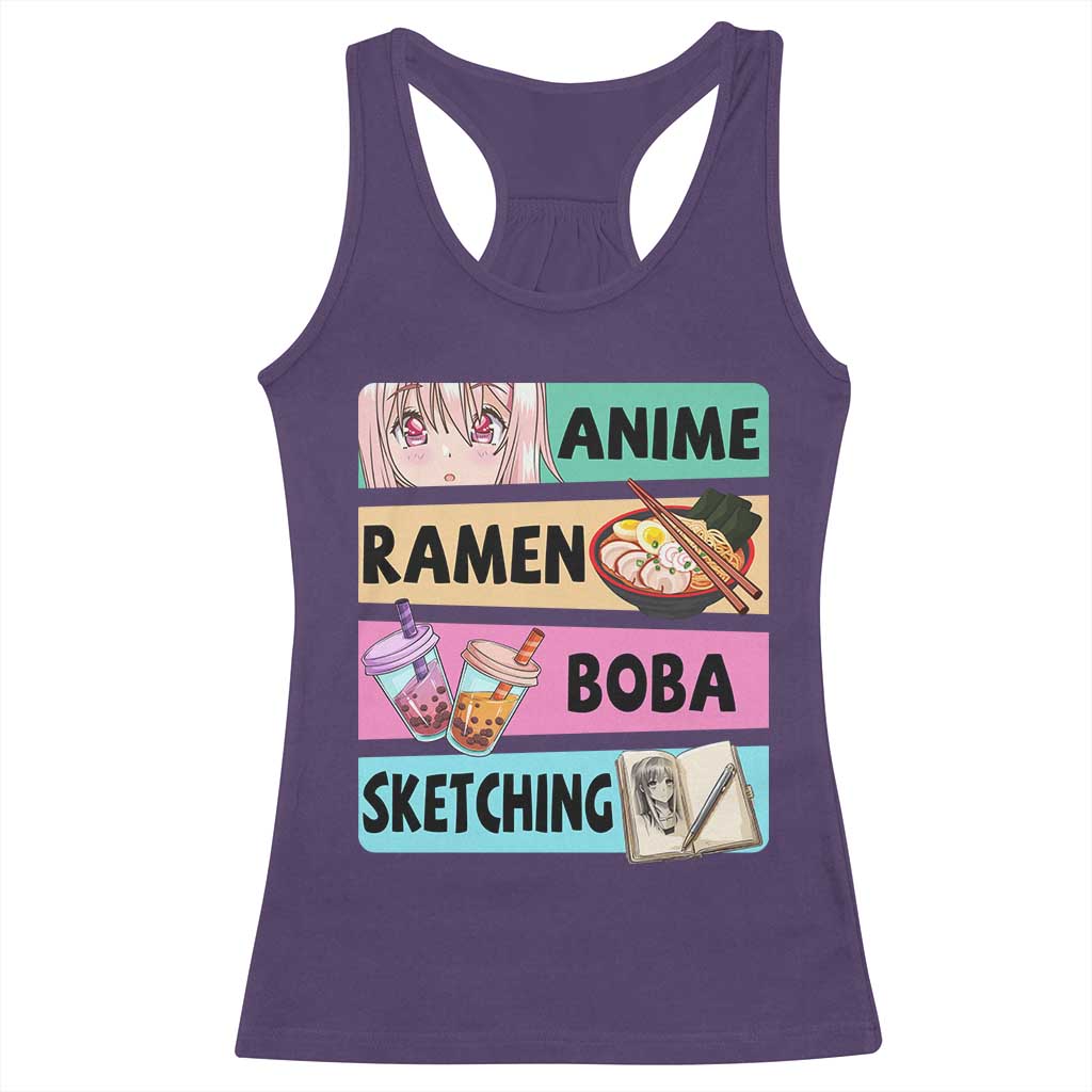 Anime Ramen Boba Sketching Racerback Tank Top Kawaii Otaku Manga Lover Japanese Pop Culture