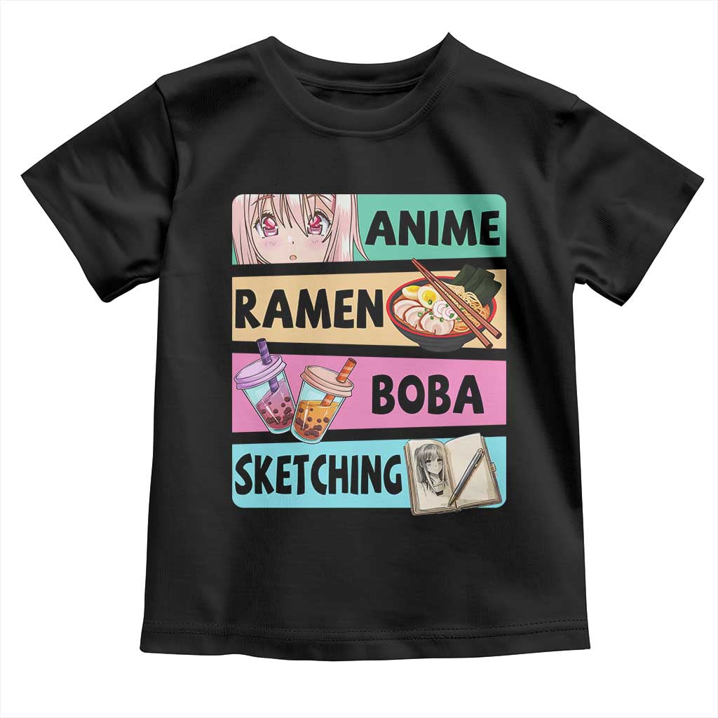 Anime Ramen Boba Sketching Toddler T Shirt Kawaii Otaku Manga Lover Japanese Pop Culture