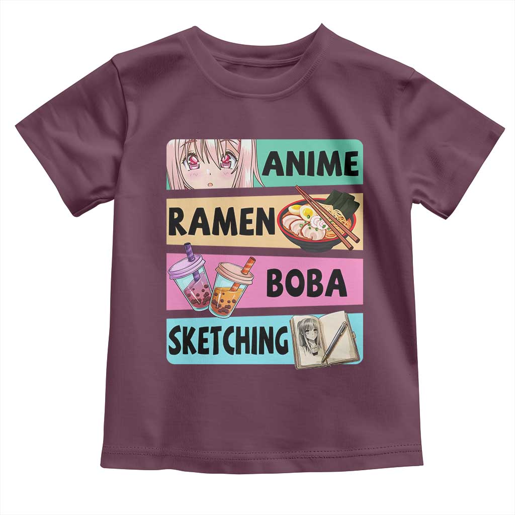 Anime Ramen Boba Sketching Toddler T Shirt Kawaii Otaku Manga Lover Japanese Pop Culture