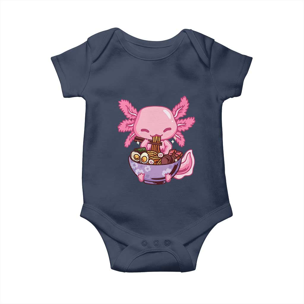 Kawaii Axolotl Eating Ramen Baby Onesie Japanese Noodles Lover Anime Otaku Manga