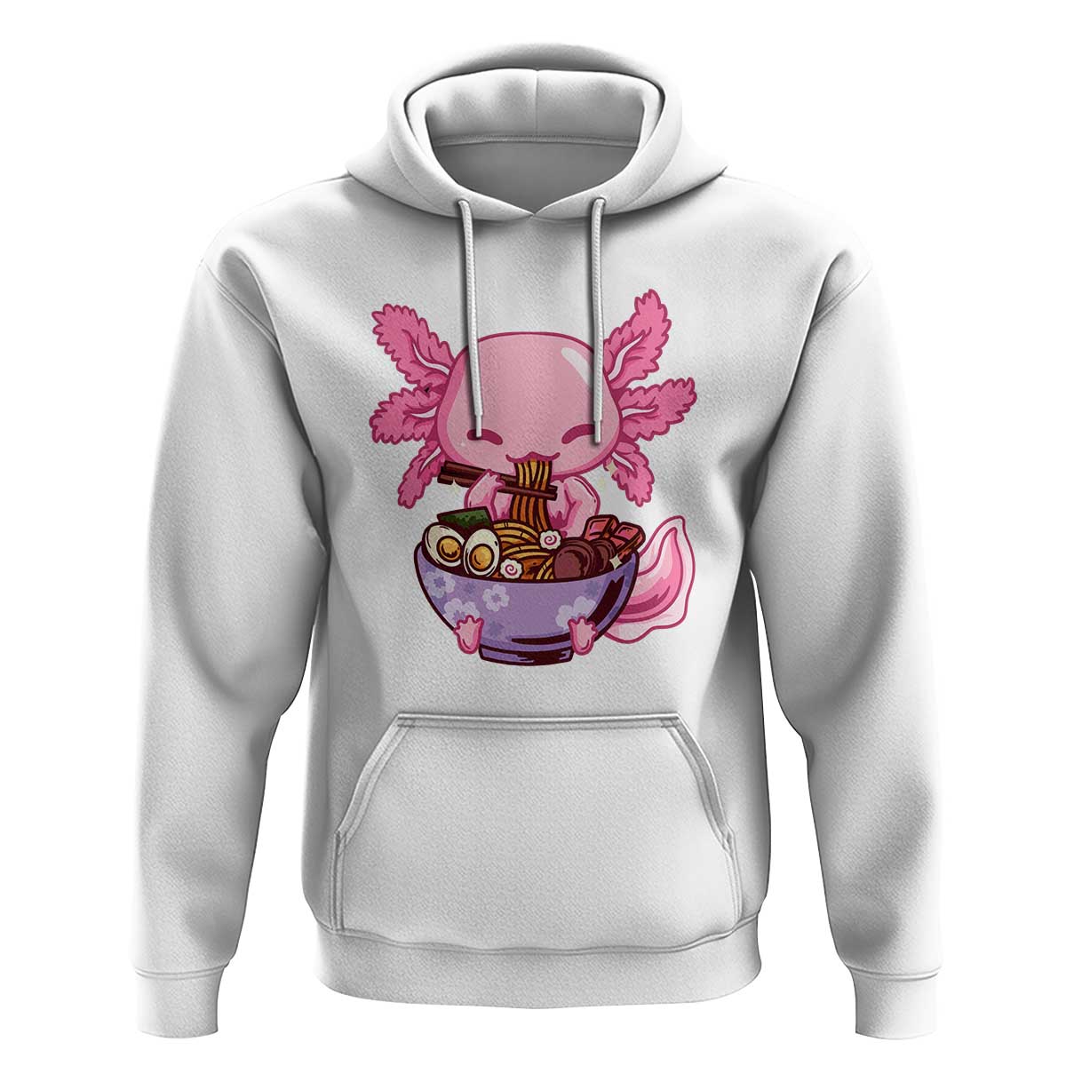 Kawaii Axolotl Eating Ramen Hoodie Japanese Noodles Lover Anime Otaku Manga