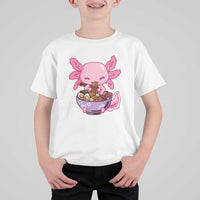 Kawaii Axolotl Eating Ramen T Shirt For Kid Japanese Noodles Lover Anime Otaku Manga