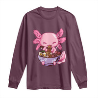 Kawaii Axolotl Eating Ramen Long Sleeve Shirt Japanese Noodles Lover Anime Otaku Manga
