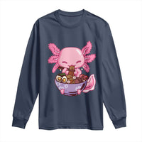 Kawaii Axolotl Eating Ramen Long Sleeve Shirt Japanese Noodles Lover Anime Otaku Manga