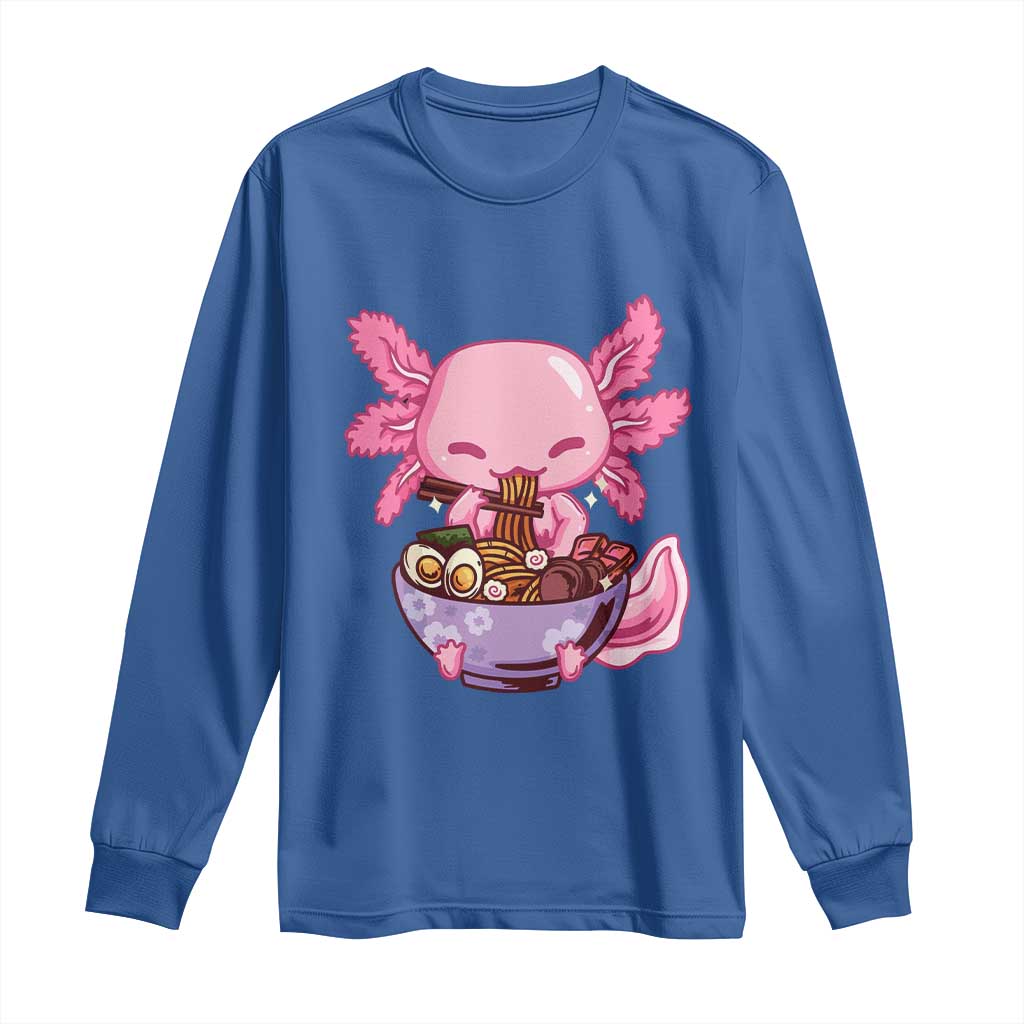 Kawaii Axolotl Eating Ramen Long Sleeve Shirt Japanese Noodles Lover Anime Otaku Manga