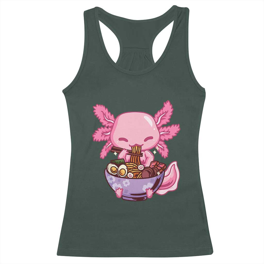 Kawaii Axolotl Eating Ramen Racerback Tank Top Japanese Noodles Lover Anime Otaku Manga