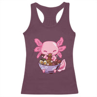 Kawaii Axolotl Eating Ramen Racerback Tank Top Japanese Noodles Lover Anime Otaku Manga