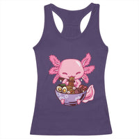Kawaii Axolotl Eating Ramen Racerback Tank Top Japanese Noodles Lover Anime Otaku Manga