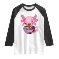 Kawaii Axolotl Eating Ramen Raglan Shirt Japanese Noodles Lover Anime Otaku Manga