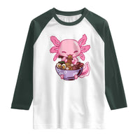 Kawaii Axolotl Eating Ramen Raglan Shirt Japanese Noodles Lover Anime Otaku Manga