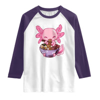 Kawaii Axolotl Eating Ramen Raglan Shirt Japanese Noodles Lover Anime Otaku Manga