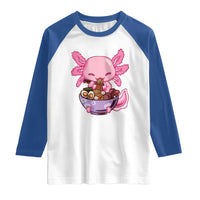 Kawaii Axolotl Eating Ramen Raglan Shirt Japanese Noodles Lover Anime Otaku Manga